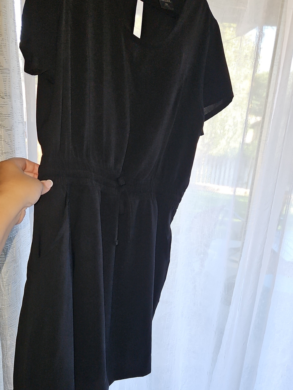 32 Degrees Black Midi Dress with Drawstring Waist